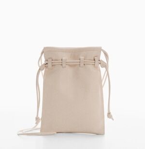 Mango Elegant Cream Leather Phone Drawstring Bag